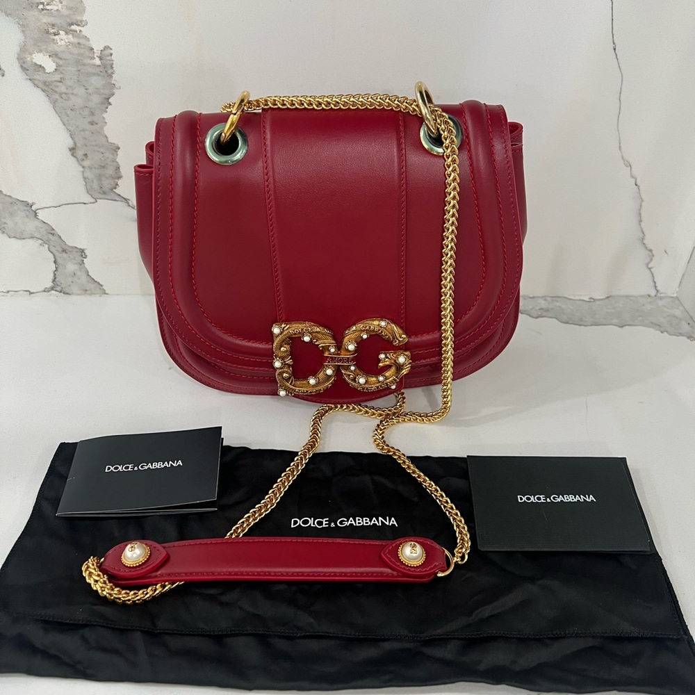 NEW Dolce & Gabbana DG Amore Crossbody Shoulder Bag Red - Picture 4 of 16